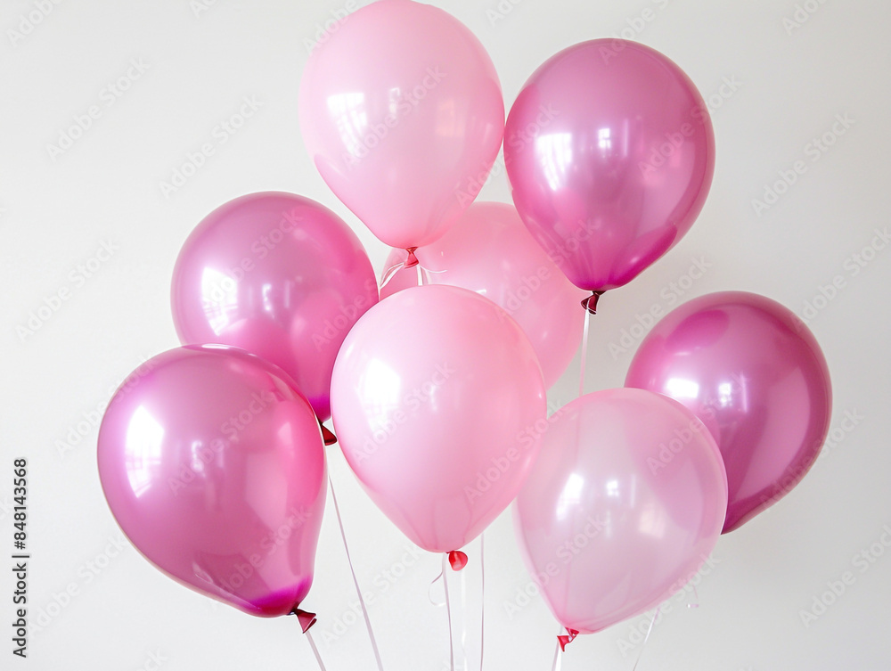 Pink balloons in various tones isolated on a white background. Pink balloons in various tones isolated on a white background.
