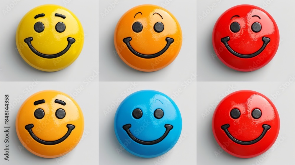 Obraz premium Develop line-style icons of smiling faces, representing the joy and