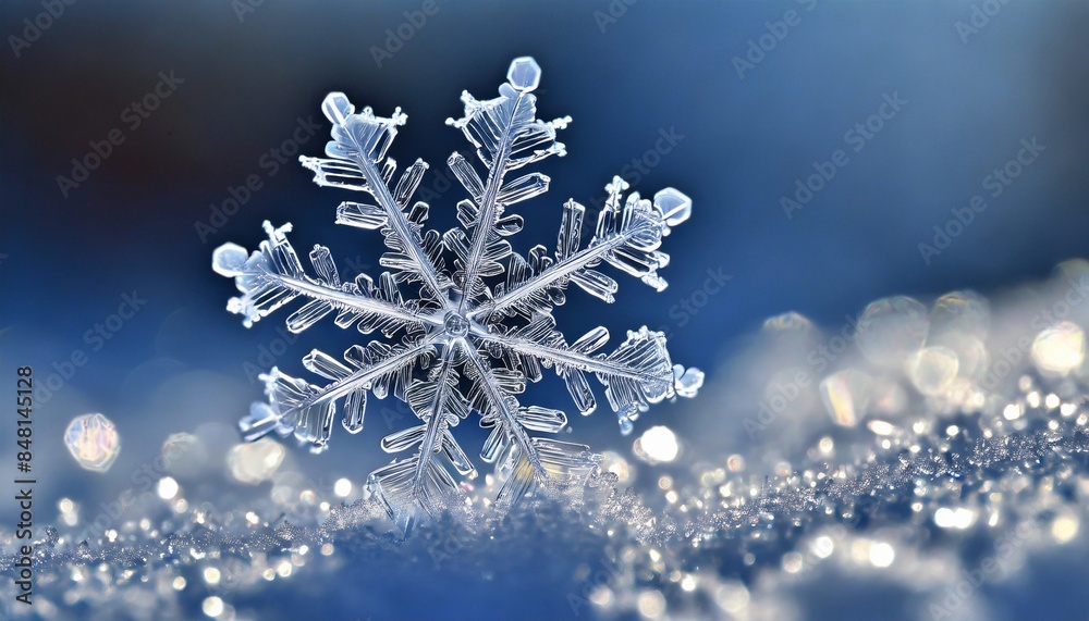Close up of snowflake, macro photo of snow crystals. Merry Christmas and Happy New Year. Close up of snowflake, macro photo of snow crystals. Merry Christmas and Happy New Year.