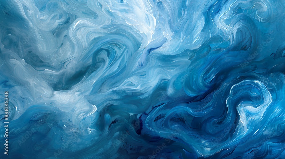 Obraz premium Abstract with swirls of indigo and other cool tones, evoking a sense of calm and tranquility.