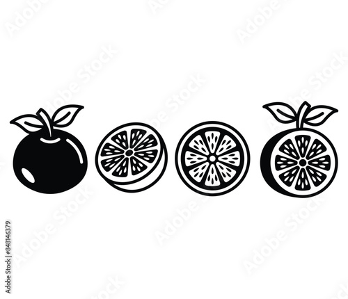 grapefruit slice icons vector design black white color illustration collection sets