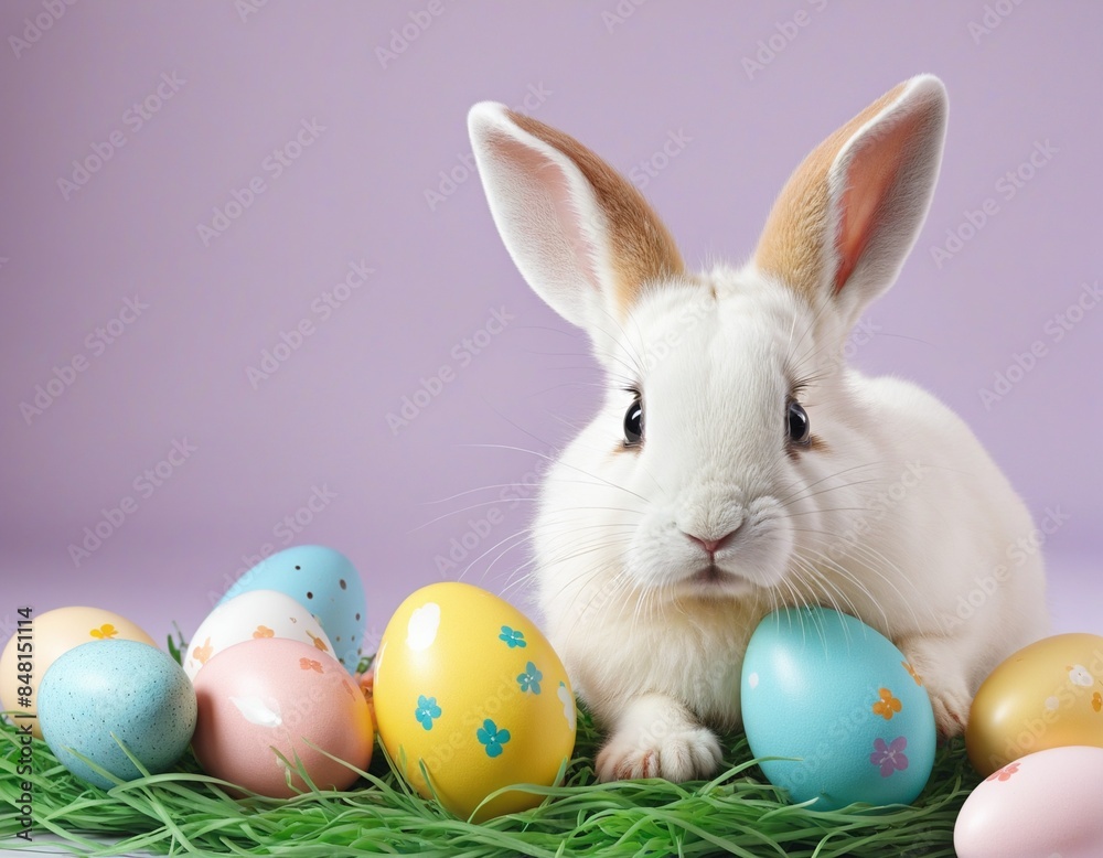cute easter bunny with easter eggs cute easter bunny with easter eggs