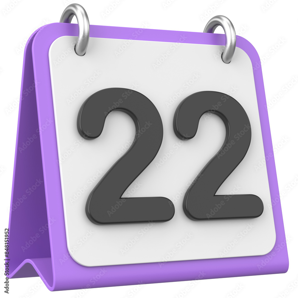 3D calendar. Day 22. Twenty-second day of the month. 3D illustration. 3D calendar. Day 22. Twenty-second day of the month. 3D illustration.