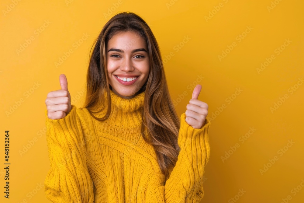 Person With Thumbs Up. Attractive Young Woman Showing Approval Gesture with Female Beauty Person With Thumbs Up. Attractive Young Woman Showing Approval Gesture with Female Beauty