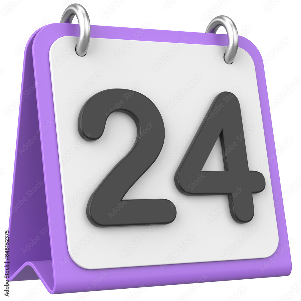 3D calendar. Day 24. Twenty-fourth day of the month. 3D illustration. 3D calendar. Day 24. Twenty-fourth day of the month. 3D illustration.