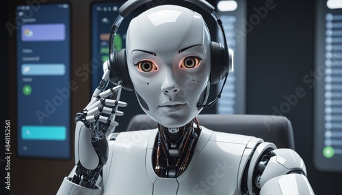 Humanoid robot working as call center representative