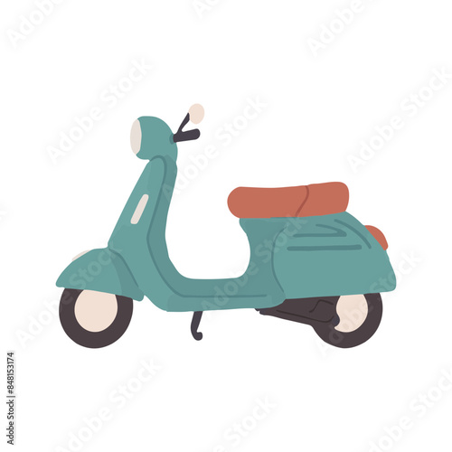 retro scooter cartoon character design flat vector illustration