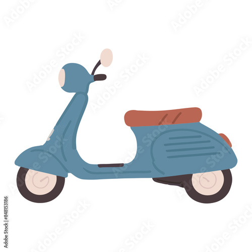 retro scooter cartoon character design flat vector illustration