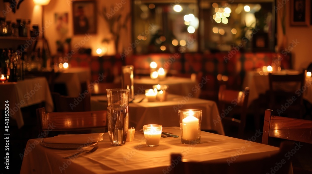 A romantic cafe with candlelit tables and soft music, perfect for date nights and intimate gatherings. The menu offers gourmet coffee A romantic cafe with candlelit tables and soft music, perfect for date nights and intimate gatherings. The menu offers gourmet coffee