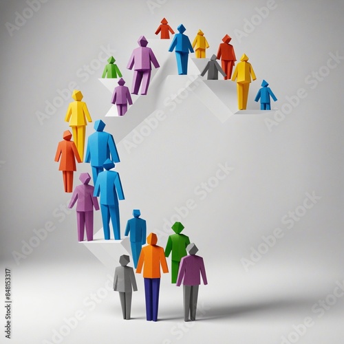 origami formed people, illustration