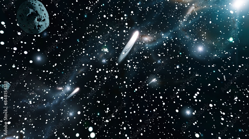 galaxy comet sighting flat design front view celestial event theme 3D render Complementary Color Scheme galaxy comet sighting flat design front view celestial event theme 3D render Complementary Color Scheme