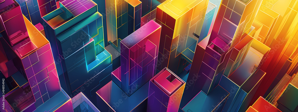 Colorful Urban Landscape: Geometric Vibrancy Colorful Urban Landscape: Geometric Vibrancy