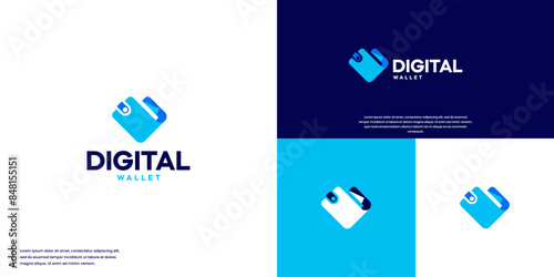 digital finance logo with the theme of wallet, payment, self-service, logo design illustration.