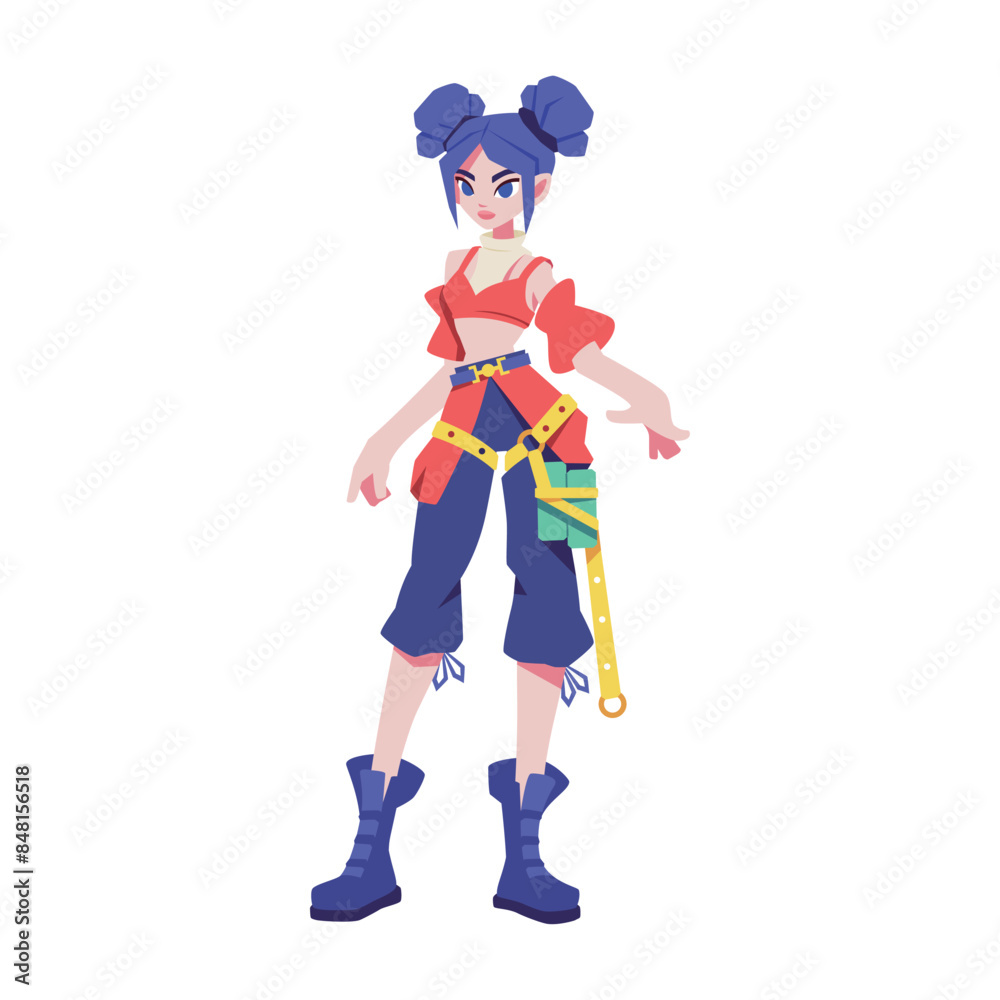 Vector Girl Character Weapon Cartoon Cyberpunk Illustration Isolated Vector Girl Character Weapon Cartoon Cyberpunk Illustration Isolated
