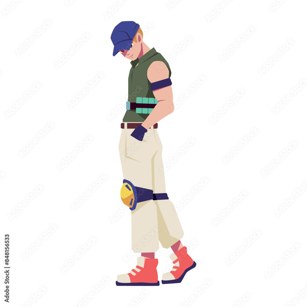Vector Man Character Weapon Cartoon Cyberpunk Illustration Isolated Vector Man Character Weapon Cartoon Cyberpunk Illustration Isolated