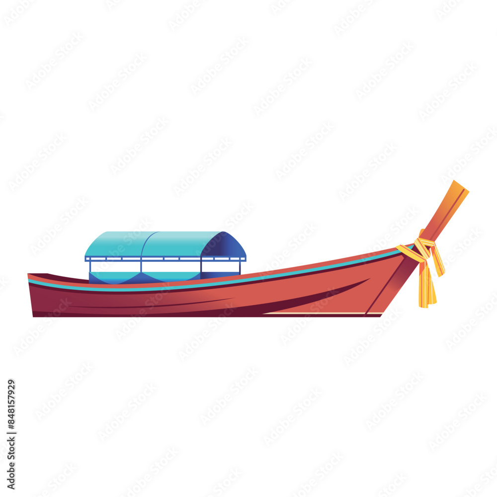 Fototapeta premium Vector Long Tail Boat Cartoon Illustration Isolated
