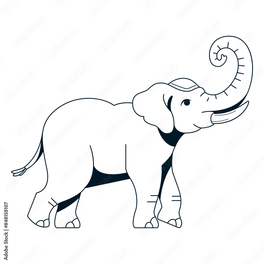 Fototapeta premium Vector Elephant Asian Cartoon Illustration Isolated