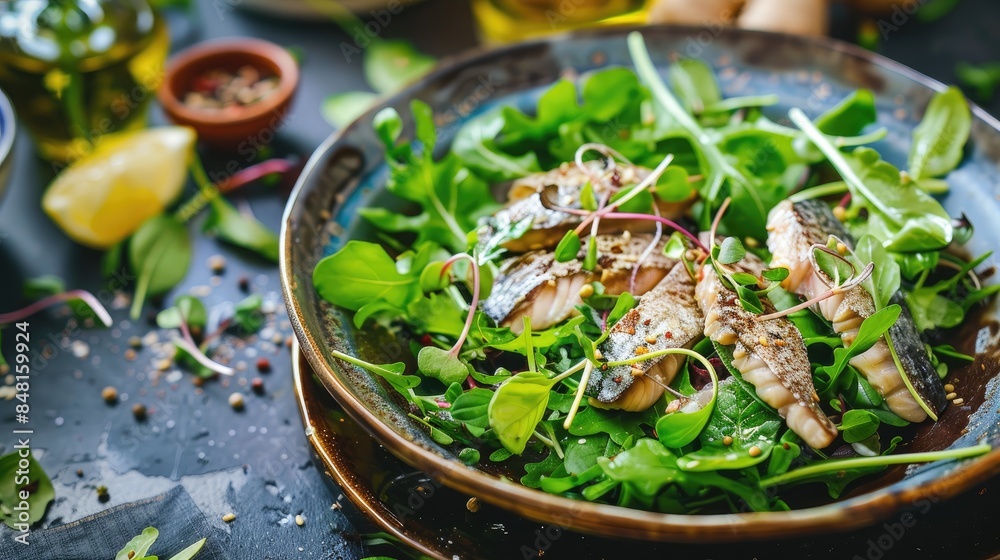 Salad with bonito watercress and ginger