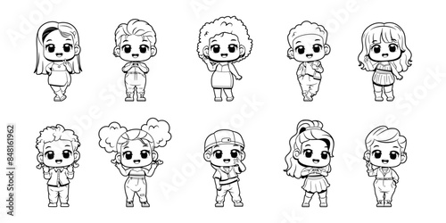 Vector Cute Idol Pop Culture Character Cartoon Set Illustration Isolated