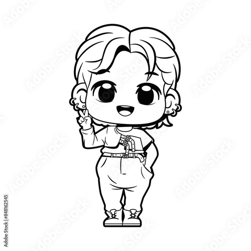 Vector Cute Character Boy Idol Kpop Cartoon Illustration Isolated