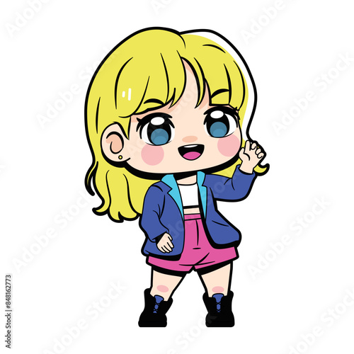Vector Cute Character Girl Idol Kpop Cartoon Illustration Isolated