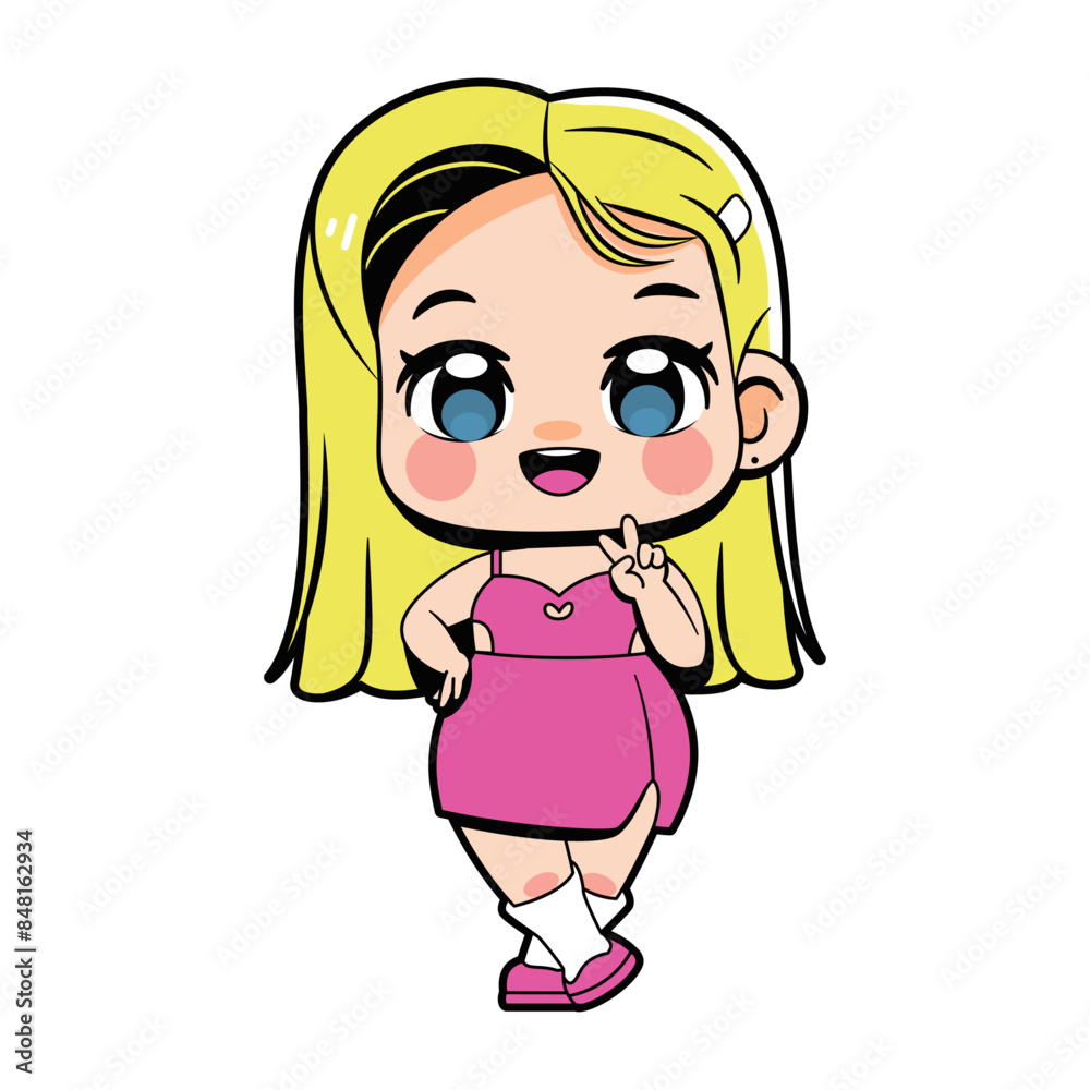 Vector Cute Girl Character Cartoon Illustration Isolated Vector Cute Girl Character Cartoon Illustration Isolated