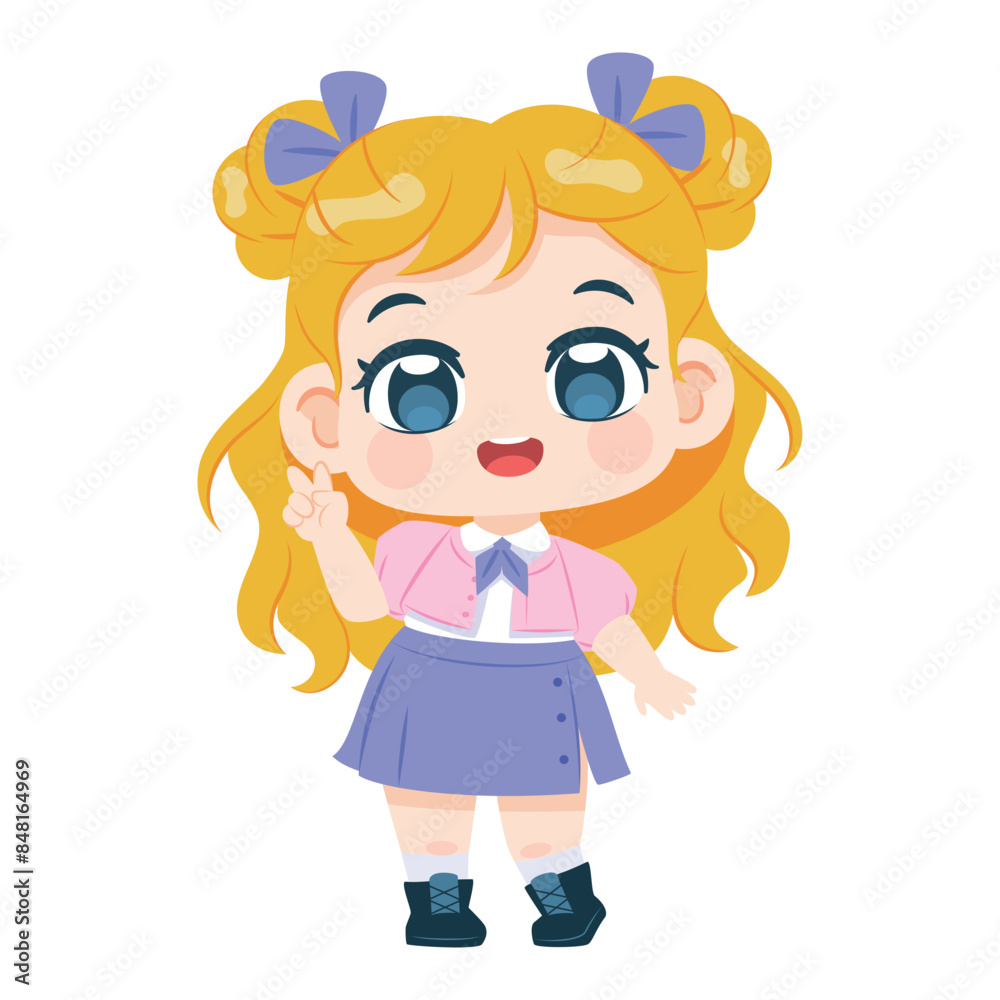 Vector Cute Kpop Girl Idol Cartoon Character Illustration Isolated Vector Cute Kpop Girl Idol Cartoon Character Illustration Isolated