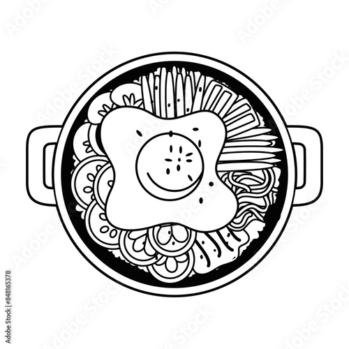 Vector Korean Traditional Bibimbap Cartoon Illustration Isolated