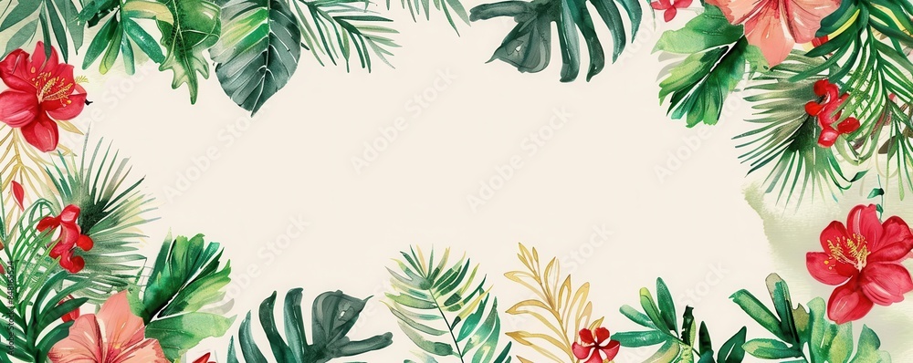 A beautiful watercolor painting of a tropical paradise A beautiful watercolor painting of a tropical paradise