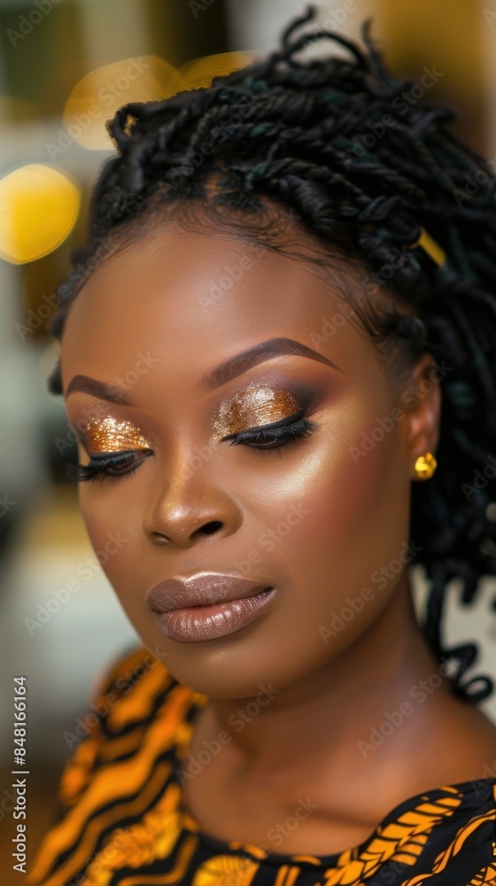 African American makeup artist transforming clients for a special event or photoshoot African American makeup artist transforming clients for a special event or photoshoot
