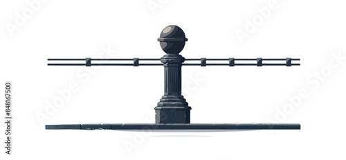 Cast-iron pole with base for fastening Vector flat minimalistic isolated illustration