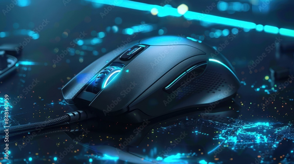 A high-performance gaming mouse on a clear background with holographic effects, emphasizing advanced gaming gear. --ar 16:9 --style raw Job ID: 247851e9-149a-4969-a538-138e641f354d A high-performance gaming mouse on a clear background with holographic effects, emphasizing advanced gaming gear. --ar 16:9 --style raw Job ID: 247851e9-149a-4969-a538-138e641f354d