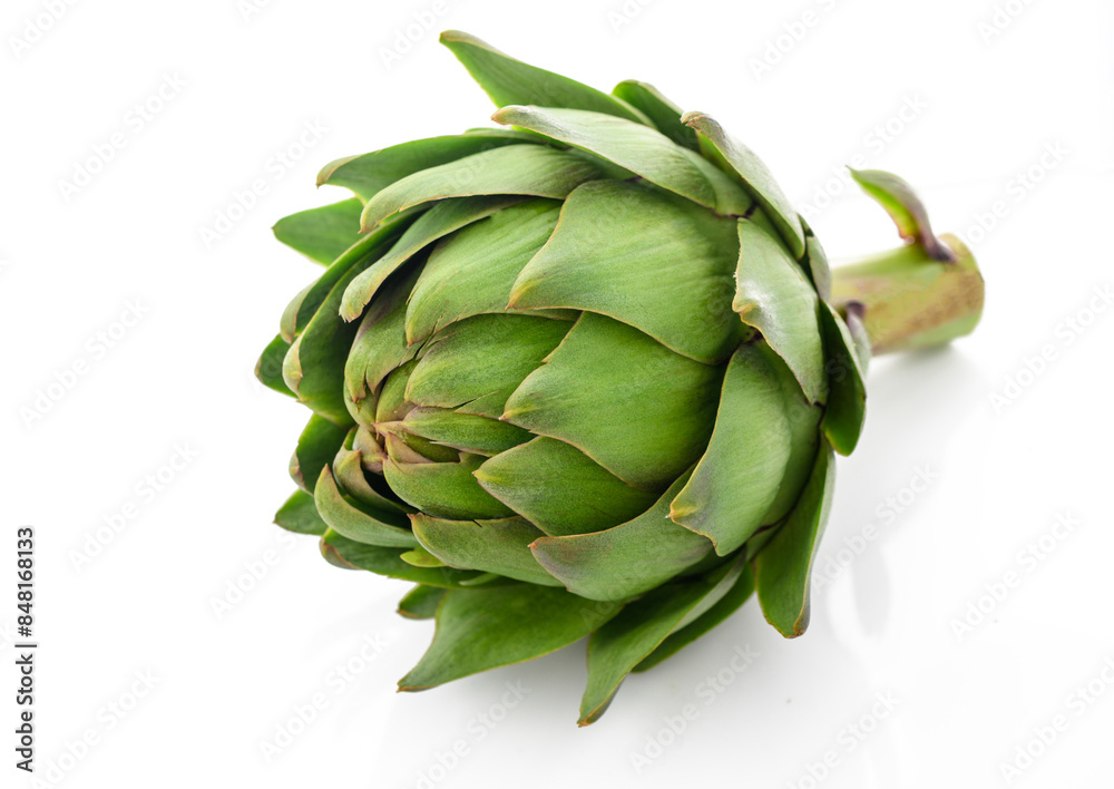 Obraz premium Concept of healthy food with artichoke on white background