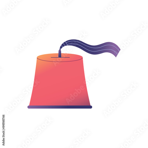 Vector Traditional Turkish Fez Hat Cartoon Illustration Isolated