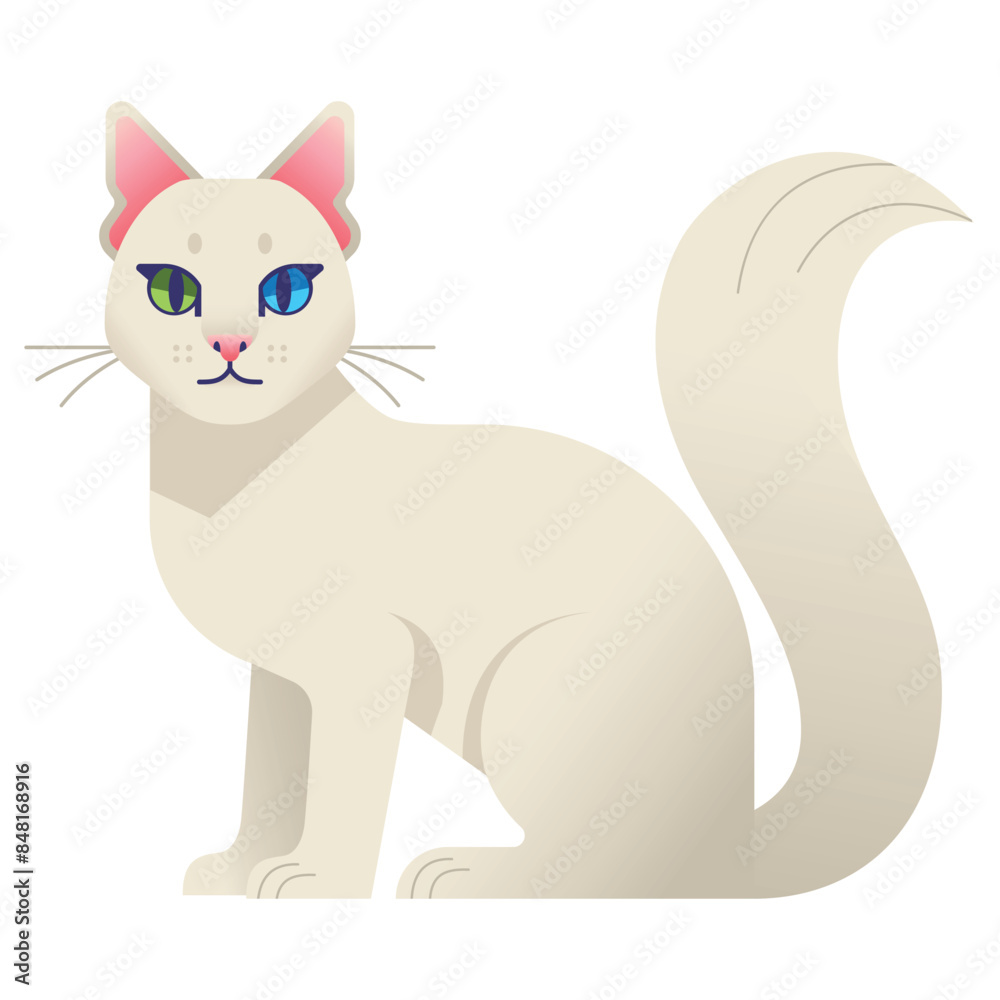 Vector Turkish Angora Cat Cartoon Illustration Isolated Vector Turkish Angora Cat Cartoon Illustration Isolated