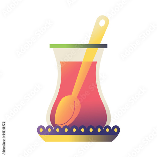 Vector Traditional Turkish Tea Cartoon Illustration Isolated