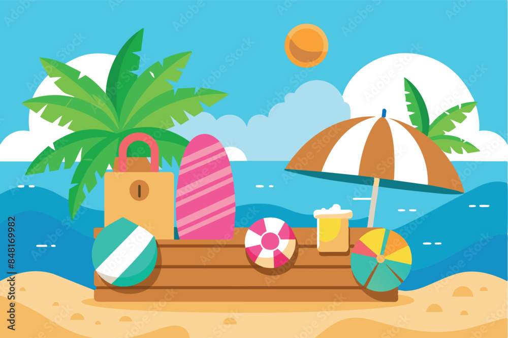 Obraz premium the atmosphere of a summer vacation at the beach.