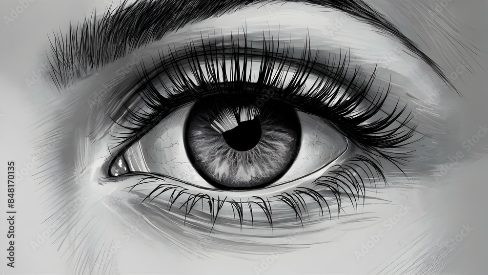 Obraz premium Eyelash and Iris Symphony A Detailed Illustration of an Eye