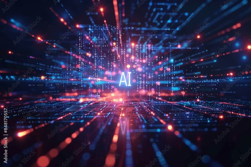 Futuristic AI Data Network with Glowing Connections
