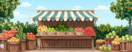 Outdoor local market stall, craft fair, farmers market empty table for product display. vector simple illustration