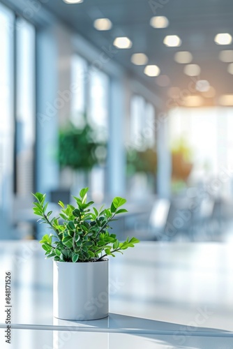 Sunlit Potted Plant on a Modern Office Table © Ivy