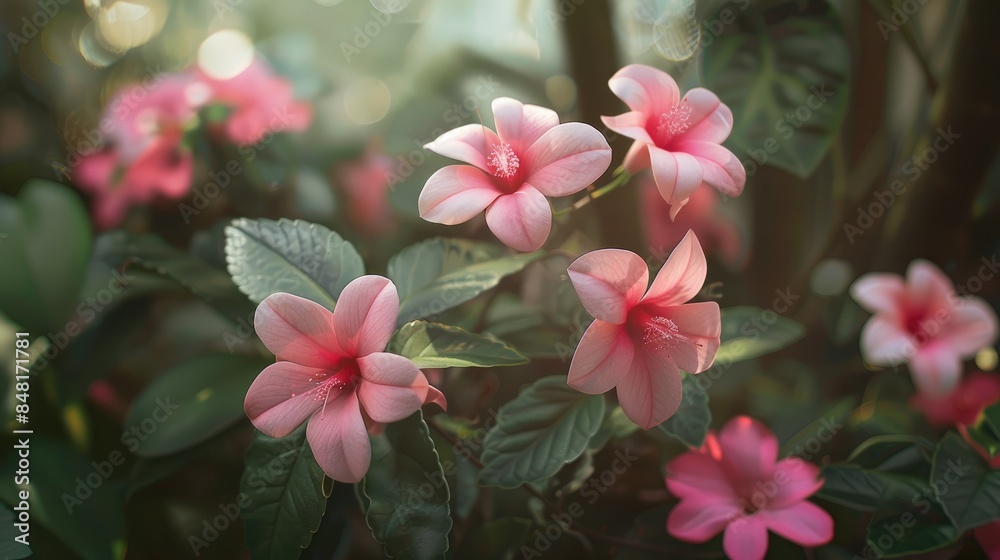 The pink blooms are flourishing splendidly The pink blooms are flourishing splendidly