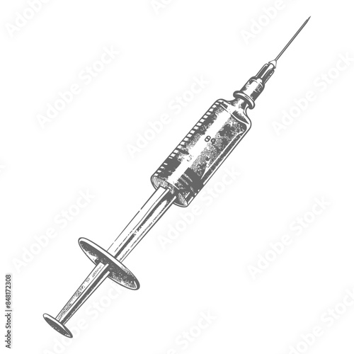 medical syringe with engraving style black color only