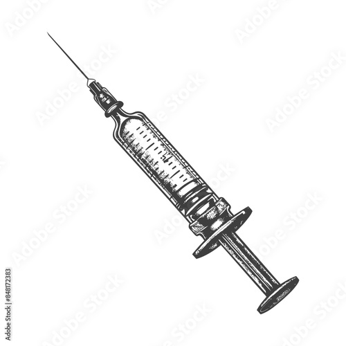 medical syringe with engraving style black color only