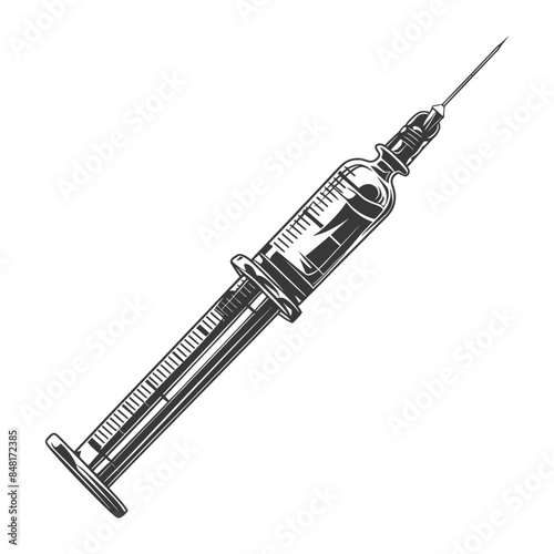 medical syringe with engraving style black color only
