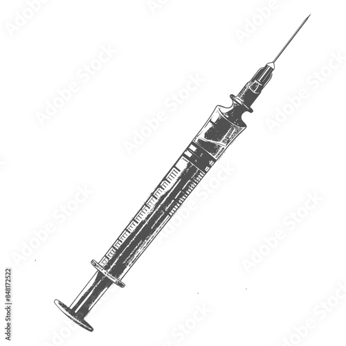 medical syringe with engraving style black color only