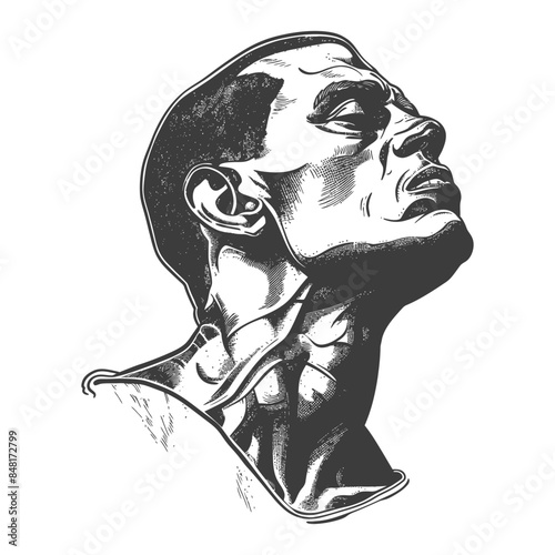 men head thick full body with engraving style