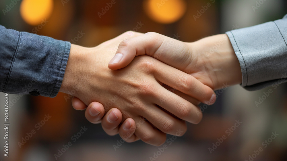 Close up of two business people shaking hands, showcasing the concept of trust and support in business, Generative AI Close up of two business people shaking hands, showcasing the concept of trust and support in business, Generative AI