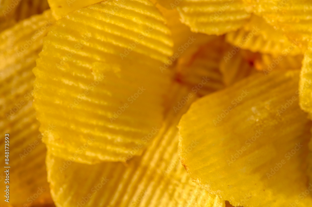 Full frame foodbackground of potato chips, top view 1 Full frame foodbackground of potato chips, top view 1
