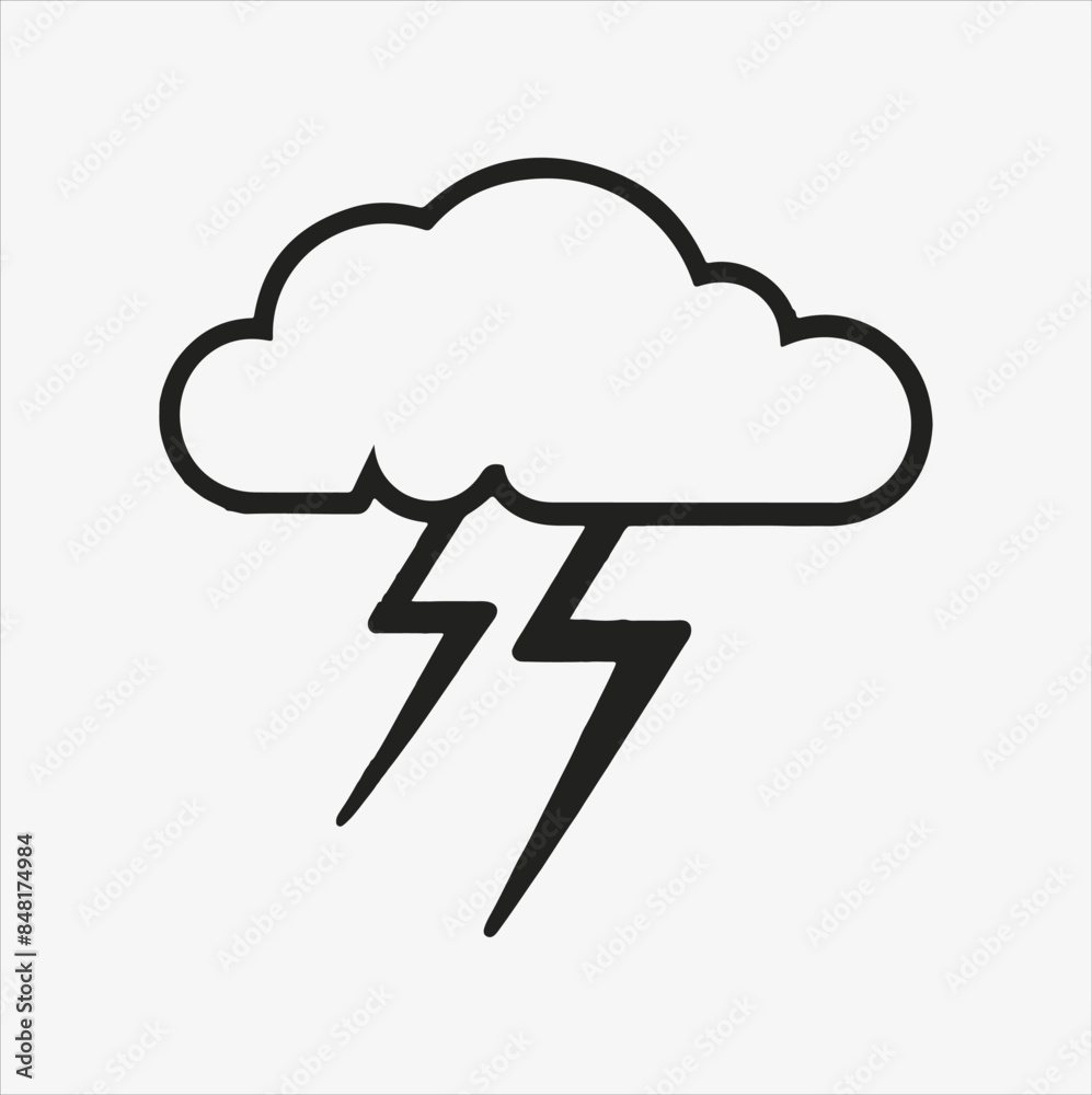 Thunderstorm liner vector silhouette illustration
